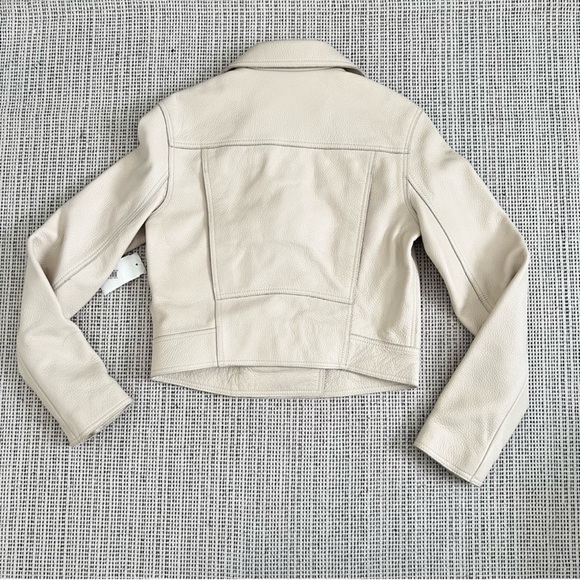 Alexander Wang Pebbled Leather Moto Jacket in Ecru - Picture 3 of 11
